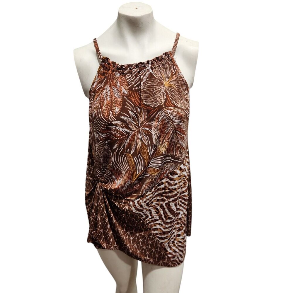 Cato Bohemian Pesant Long Length Tunic Spaghetti Strap‎ Top Earthy Mystical